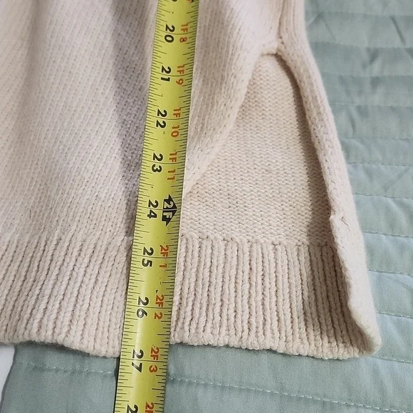 Sam Edelman Womens Sweater Long Sleeve Cream Wool Blend Side Slits. SZ Medium - Picture 13 of 13